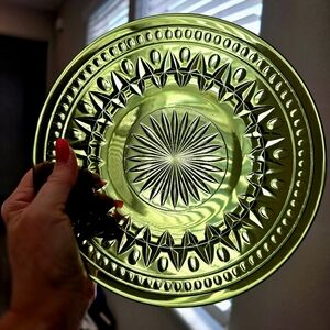 Vintage Indiana Glass Co. Colony Green Park Lane Pattern Glass Plate Set of 7
